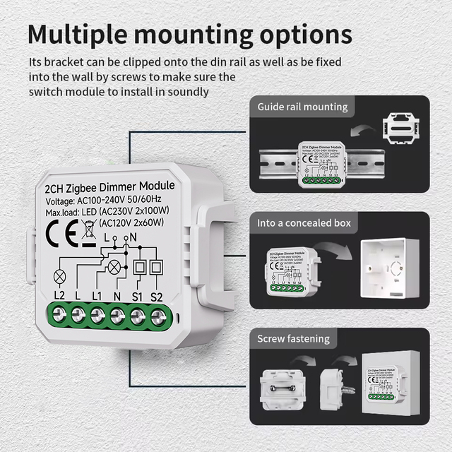 Wifi/Zigbee Smart Dimmer Switch Module Tuya/Smartlife APP Remote Control Two Way Compatible Alexa Google Home Voice Control