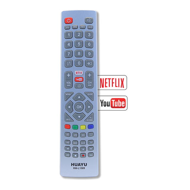 HUAYU RM-L1589 Fixed Code Universal TV Remote Control with 2 AAA Batteries for Brand Smart Aquos TVs