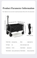 Chariot de camping pliable léger et portable 75x45cm, chariot compact pliable avec poignée de poussée et de traction 0-90° °