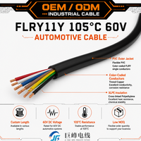 FLRY11Y 105 ℃   Câble électrique automobile 60V DC multiconducteurs, isolation PVC, gaine PUR, câblage flexible pour véhicules