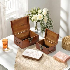 Caja de almacenamiento decorativa de madera con tapas Caja de joyería de memoria hecha a mano Cofre del Tesoro con bloqueo de código - Product Image 6