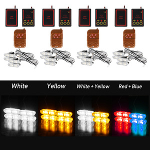 Modifikasi Mobil Remote Kontrol Nirkabel 12V Satu-ke-empat Lampu Klip Grille Merah-Biru Lampu Strobo 2 LED Lampu Peringatan - Product Image 3