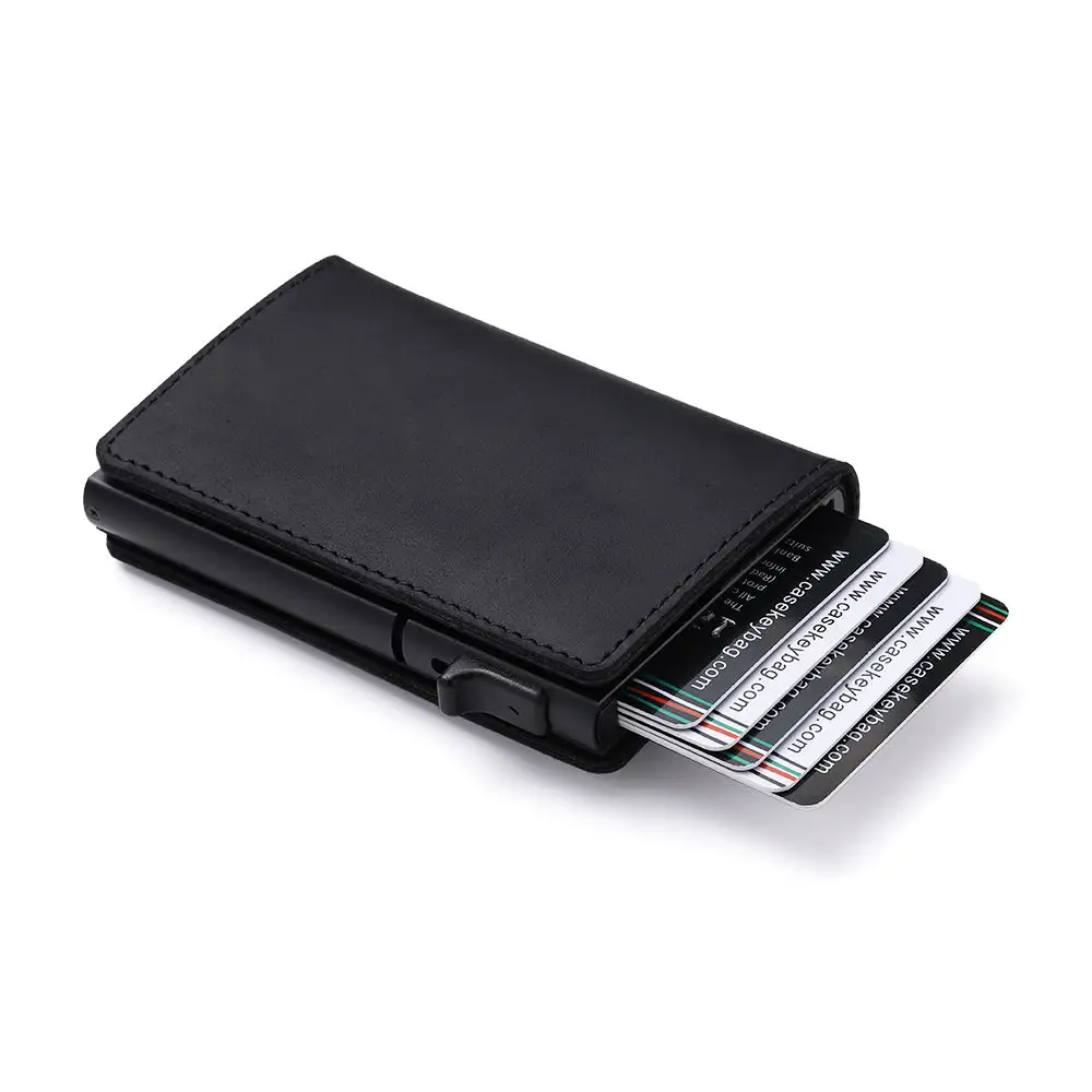 New multi-function change card bag RFID anti-theft brush PU leather material men's small credit card bag handheld tracking purse