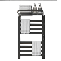 Sèche-serviettes électrique mural pour la maison, porte-serviettes chauffant blanc avec thermostat numérique et panier de rangement pour salle de bain