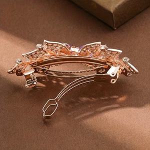 Pince à <span class=keywords><strong>cheveux</strong></span> <span class=keywords><strong>de</strong></span> luxe Ms-946 avec strass, motif floral papillon, pour <span class=keywords><strong>queue</strong></span> <span class=keywords><strong>de</strong></span> <span class=keywords><strong>cheval</strong></span>, élégante, plaquée or, pour <span class=keywords><strong>femme</strong></span>, pour mariage et soirée - Product Image 2