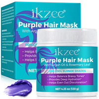 Masque capillaire violet IKZEE à l'huile d'argan, romarin et kératine, après-shampoing tonifiant blond, neutralise les reflets jaunes, réparation intense 120g