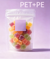 Transparante staande zipzak met aangepaste opdruk voor gummy snoep, kauwsnoep en zoete snoepverpakkingen