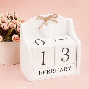 Blanc Mariage Bois Blocs <span class=keywords><strong>De</strong></span> L'avent Calendrier <span class=keywords><strong>de</strong></span> Bureau Perpétuel pour La Décoration <span class=keywords><strong>de</strong></span> Maison et <span class=keywords><strong>De</strong></span> Bureau - Product Image 3