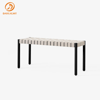 Meubles DAYLIGHT - Banc d'entrée élégant de style nordique, structure en bois de frêne massif, assise en corde tressée, pour chambre à coucher ou hôtel