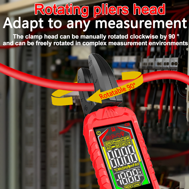 6000 Counts Digital AC Current Multimeter Clamp Meter Ammeter Voltage Tester Resistance 200A 600V Capacitance NCV Tool