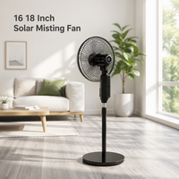Ventilateur solaire 16-18 pouces pour le camping, batterie lithium, projecteur LED, brumisation, refroidissement, hauteur réglable