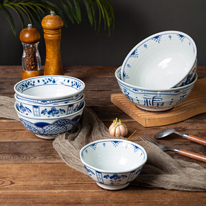 ชามเซรามิกสีน้ำเงินขาวสไตล์จีนแบบใหม่ ใช้กับไมโครเวฟได้ สำหรับราเมน ข้าว ก๋วยเตี๋ยว ซุป  ลายเคลือบใต้ผิวสี  สำหรับใช้ในครัวเรือน - Product Image 2