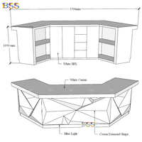 Comptoir de bar de luxe en Corian blanc avec éclairage bleu pour divertissement à domicile, bars commerciaux, boîtes de nuit, clubs privés, événements et discothèques