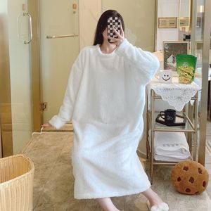 Nuovo <span class=keywords><strong>pigiama</strong></span> lungo da donna camicia da notte in flanella tinta unita con Logo anteriore autunno inverno imbottito XL per indumenti da notte primavera estate - Product Image 4