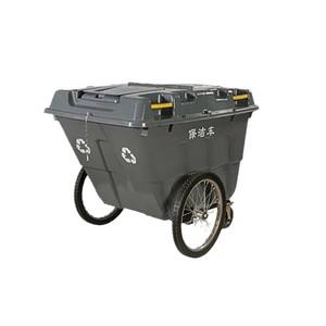 400L mobile sanitation garbage truck, 400L cleaning truck, transport vehicle, mobile outdoor trolley with lid and <b>wheels</b>. - Product Image 4