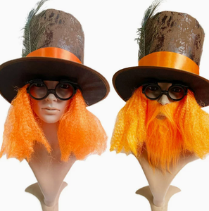Máscara para Fiesta de Baile de Halloween, Sombrero con Plumas de Pavo Real y Peluca Naranja, Sombrero Irlandés, Sombrero de <span class=keywords><strong>Mago</strong></span> - Product Image 5