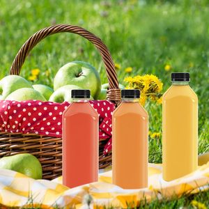 Custom 2 4 8 12 16 oz PET <b>Plastic</b> Square Juice Bottles for Juice Business. 60ml 120ml 250ml 350ml 500ml Juice Bottle With <b>Cap</b> - Product Image 5