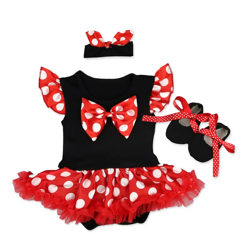 Halloween 0-12 Months New Born Infant Baby Girl Clothes Romper Net Yarn Dress Shoe 3 Piece Suit Gift Set
