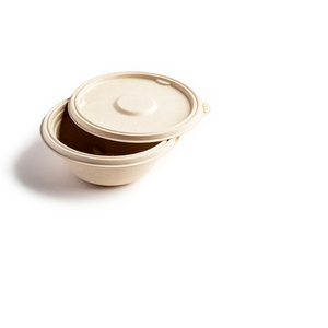 Natural Bagasse Round 1000mL Leakproof Food <b>Container</b> with Lid Eco Friendly Biodegradable Sugarcane Fiber Bowl for Restaurant - Product Image 4