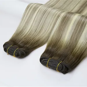 新しいファッション新しい横糸人気の人毛エクステンションシームレストップグレード品質のバラヤージュカラー天才髪手織り横糸