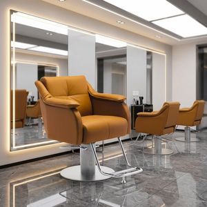 Sillón de Barbería Moderno, Vintage y Contemporáneo de Cuero PU, Giratorio 360 Grados/Reclinable/Altura Ajustable, Bomba Hidráulica de Alta Resistencia - Product Image 1