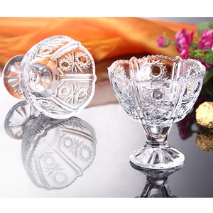 Hoa Mặt Trời khắc Kem Sundae bát với Cổ Phiếu đứng ly thủy tinh stemware STEM Ice Cup cao rõ ràng Milkshake thủy tinh - Product Image 1