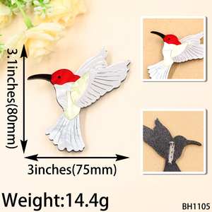 Broche de Colibrí Vintage de Alta Calidad para Mujeres Amantes de las Aves, Joyería de Aleación Acrílica Cortada con Láser con Tecnología de Plateado - Product Image 4