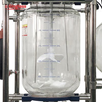 Réacteur en verre sphérique pour synthèse chimique, 50 litres, avec chemise de refroidissement, ensemble de réacteur en verre avec refroidisseur et chauffage