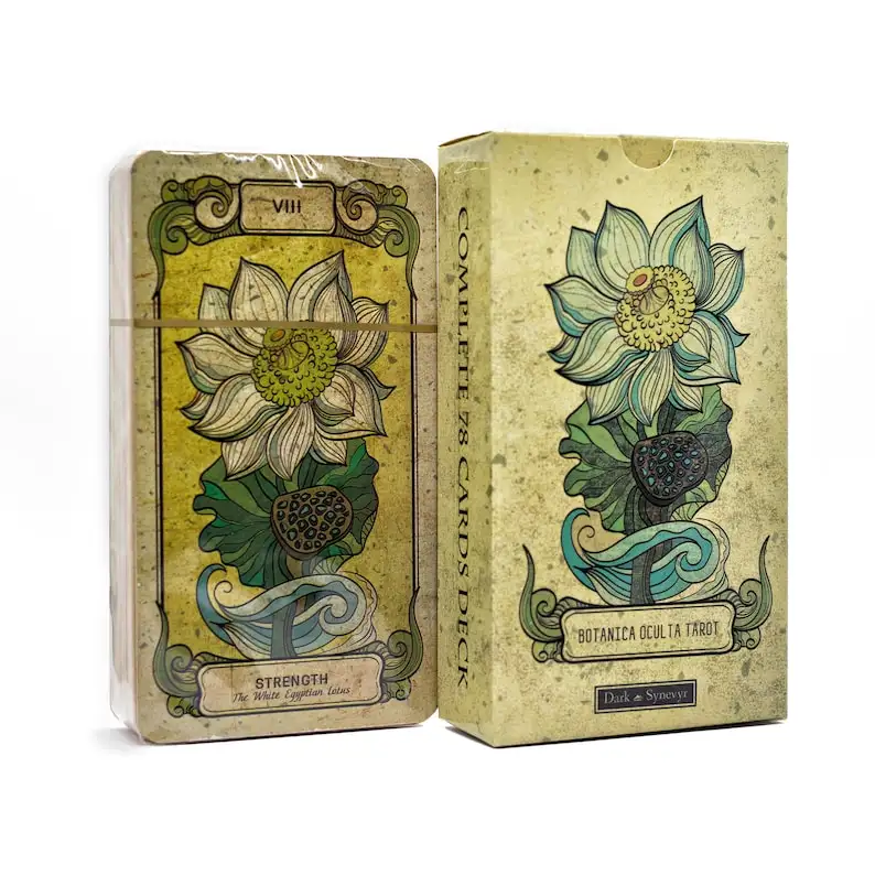 Cartes de tarot occulte botanique avec guide 78 cartes Deck Illustration florale antique Fleur sauvage botanique rare Art vintage