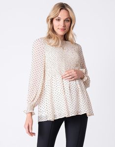 Vente en gros Vêtements <span class=keywords><strong>de</strong></span> maternité plissés pour femmes Hauts <span class=keywords><strong>chemisier</strong></span> <span class=keywords><strong>de</strong></span> maternité blancs - Product Image 2