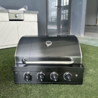Barbecue à gaz de 27,5 pouces, barbecue à gaz et charbon de bois à double usage, îlot barbecue avec barbecue à gaz intégré, fonctionne au propane ou au gaz naturel