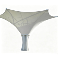 Structure de membrane tendue en forme de fleur, auvent extérieur à grande portée, abri solaire moderne à colonne unique pour jardin et place publique