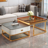 Meubles de salon minimalistes de luxe, design moderne, table basse carrée en marbre avec base en bois, couleur personnalisable