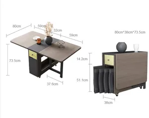 折叠桌椅-多功能节省空间的桌子套装 (1张4张椅子)