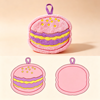 Serviette de toilette en peluche mignonne en forme de hamburger, brodée, séchage rapide, personnalisable