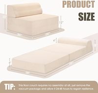 Fauteuil convertible ergonomique COSTFULL moderne avec appui-tête réglable, forme carrée, une place, revêtement en mousse déchiquetée, canapé pliable pour salle à manger
