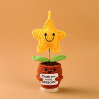 Plante en pot de tournesol au crochet faite à la main, rose et tulipe tricotées, ornement festif, cadeau mignon en polyester