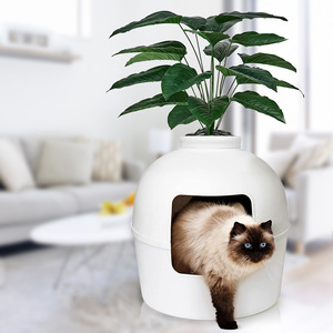 Grande litière et lit pour animaux de compagnie en plastique PP, design dissimulé, avec plante d'intérieur, pour nettoyage et bricolage - Product Image 2