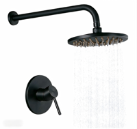 Ensemble de robinetterie de douche de bain avec pomme de douche à effet pluie encastrée, en céramique, à poignée unique, en laiton antique de 8 pouces