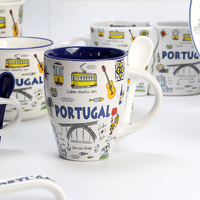OEM personnalisé Portugal souvenir tasses en céramique et assiette couples tasses service de dîner vaisselle pour cadeau touristique
