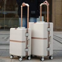 Ensemble de bagages de cabine PC Modern Classic Luxury avec valise légère et étanche à 4 roues silencieuses, serrure incluse