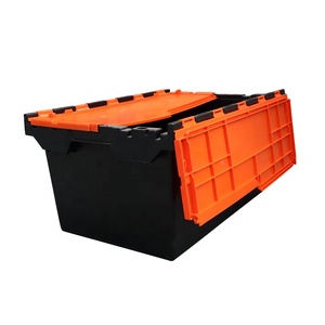 QS Huge Plastic Storage Boxes Heavy Duty Moving Crate Plastic Nest Stackable Plastic Crate with Lid for Transport Logistics Bins