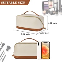 Étui de rangement pour maquillage en cuir PU professionnel avec séparateurs réglables et porte-pinceaux pour artistes