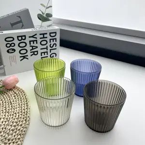 Ribbed Cup Vertical Stripes Heat Resistant Water Mug Breakfast Cup Whiskey Drinking Transparent PET water cup