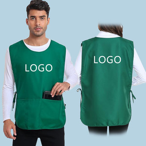 Giá bán buôn biểu tượng tùy chỉnh màu đen không thấm nước polyester vẻ đẹp cắt tóc Salon unisex Cobbler tạp dề với Túi vest - Product Image 3