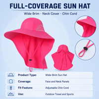 Chapeau de soleil personnalisé pour femme avec ouverture pour queue de cheval, large bord, protection du cou, respirant, idéal pour la randonnée, le jardinage et la plage