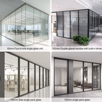 Sistem Partisi Dinding Kaca Modular Aluminium 83mm, Pemasangan Cepat, Kedap Suara untuk Kantor Modern, Sekolah, Gudang