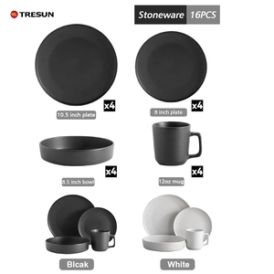 <span class=keywords><strong>Service</strong></span> de table en grès de 16 <span class=keywords><strong>pièces</strong></span> pour 4 personnes, comprenant assiettes, tasses et bols, couleur blanc mat émaillé, <span class=keywords><strong>vaisselle</strong></span> en céramique de qualité A, direct usine, économique - Product Image 5