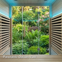 Salle de sauna professionnelle avec poêle Harvia à chauffage rapide et aménagement de bancs spacieux, conçue pour les spas à fort trafic de visiteurs.