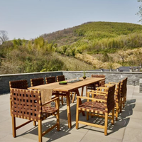 Meubles de jardin en teck au design moderne, table et chaises de salle à manger, ensemble de patio en corde tressée, restaurant, café, terrasse